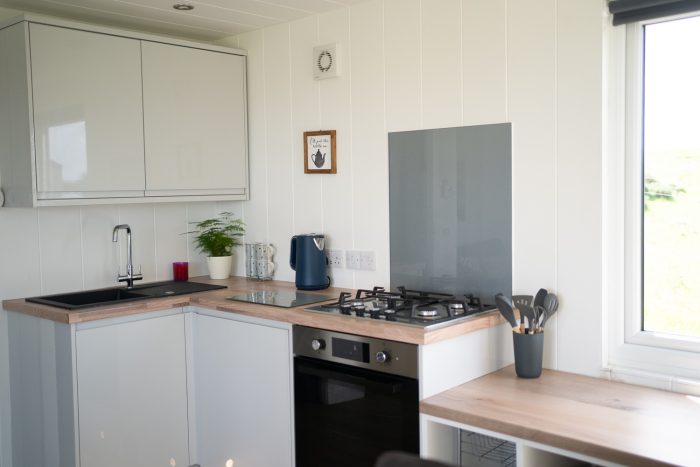 inside the kitchen in a container holiday home
